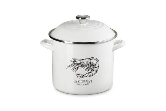 le-creuset-enamel-on-steel-traditional-shrimp-stockpot-10-qt-white image 1