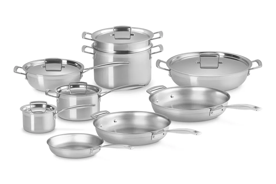 le-creuset-stainless-steel-classic-3-ply-14-piece-set image 1