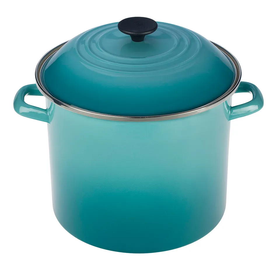 le-creuset-enamel-on-steel-stockpot-8-qt-caribbean-durable-porcelain-enamel-all- image 1