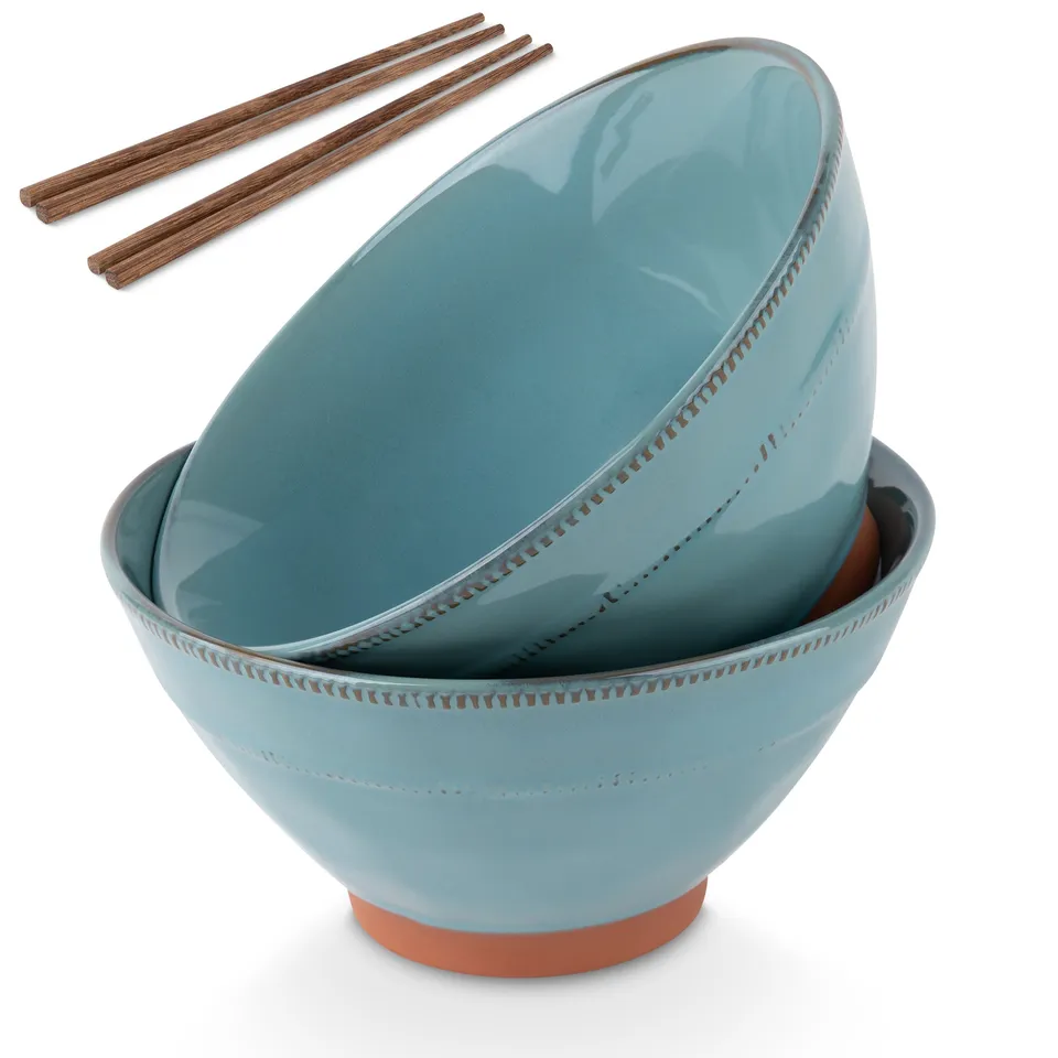 kook-terracotta-ramen-bowls-with-chopsticks-36-oz-set-of-2 image 1