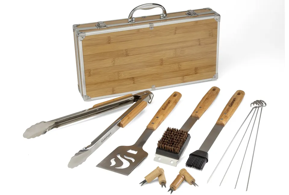 cuisinart-cgs-7014-13-piece-bamboo-handle-grill-tool-set-stainless-steel-include image 1