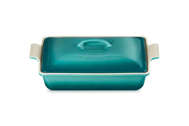 le-creuset-stoneware-heritage-covered-rectangular-casserole-4-qt-12-x-9-riviera image 1