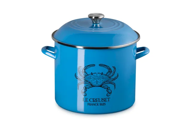 le-creuset-enamel-on-steel-traditional-blue-crab-stockpot-16-qt-light-marseille image 1