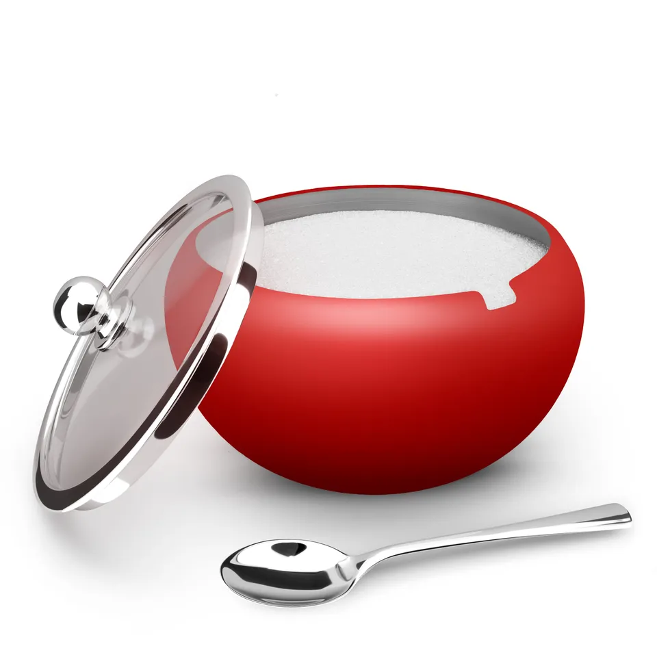 kook-large-stainless-steel-sugar-bowl-with-spoon-16-oz-rust-resistant image 1