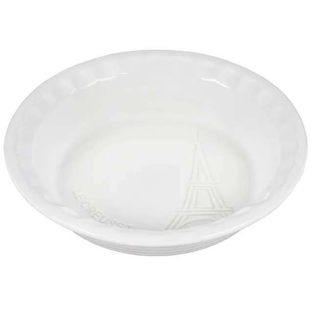 le-creuset-eiffel-tower-collection-stoneware-pie-dish-9-inch-white image 1