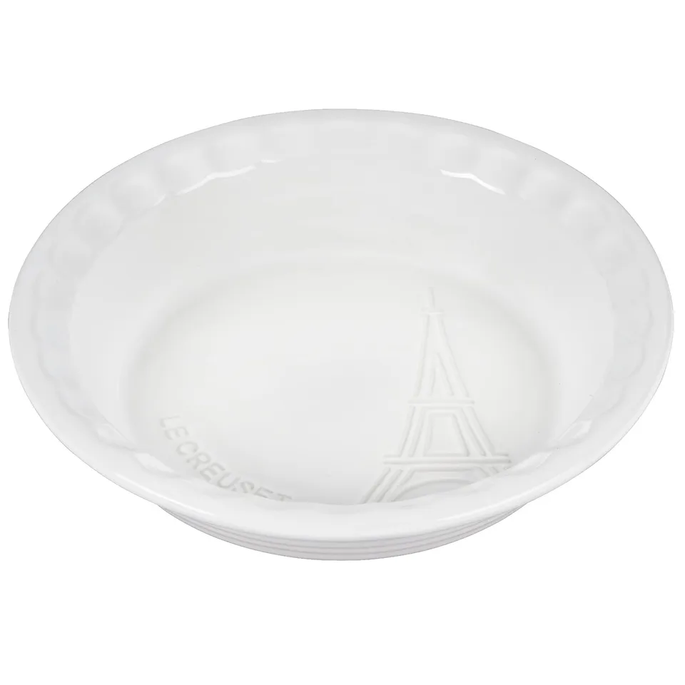 le-creuset-eiffel-tower-collection-stoneware-pie-dish-9-inch-white image 1