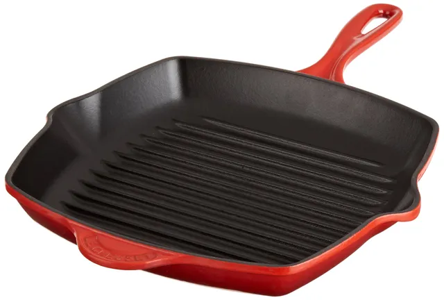 le-creuset-enameled-cast-iron-10-25-inch-square-skillet-grill-cerise image 1