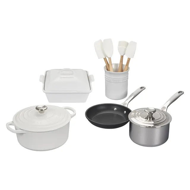 le-creuset-mixed-material-cookware-set-12pc-white-complete-kitchen-starter-set image 1