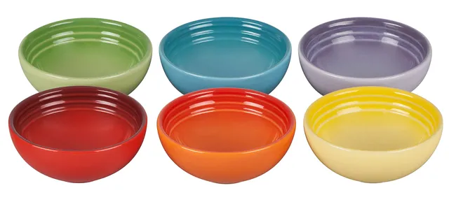 le-creuset-vancouver-2-oz-pinch-bowls-set-of-6-multi-colored-stoneware-gift-box image 1