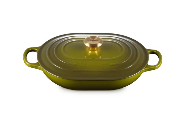 le-creuset-enameled-cast-iron-signature-oval-casserole-3-75-qt-olive image 1