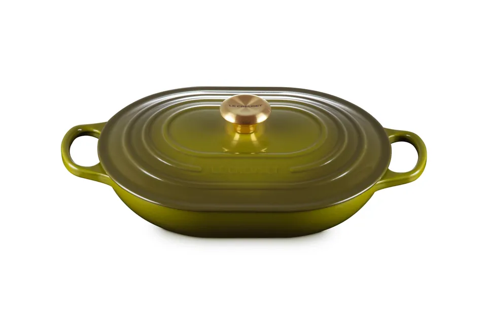le-creuset-enameled-cast-iron-signature-oval-casserole-3-75-qt-olive image 1