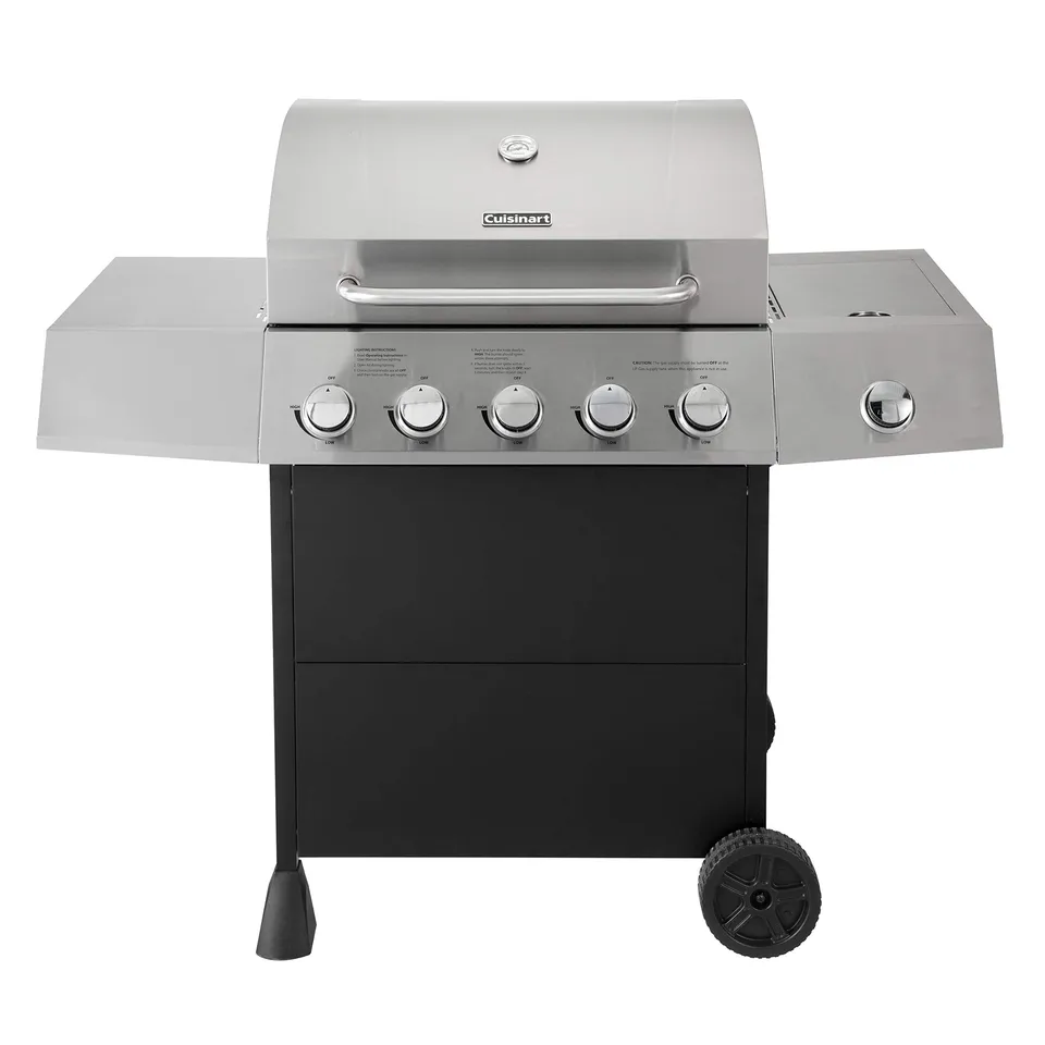 cuisinart-5-burner-propane-gas-grill-with-side-burner-cgg-8500-stainless-steel image 1