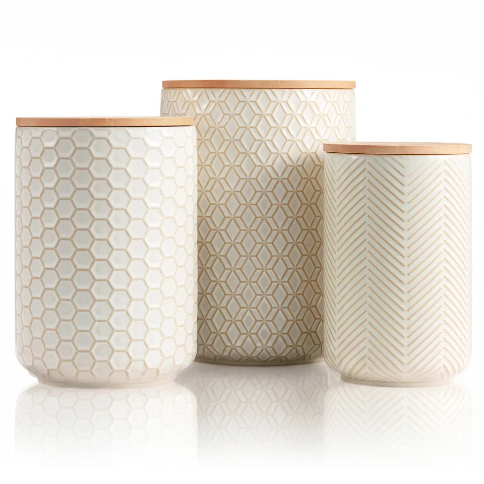 kook-narbonne-collection-embossed-ceramic-storage-containers-with-bamboo-lids-se image 1