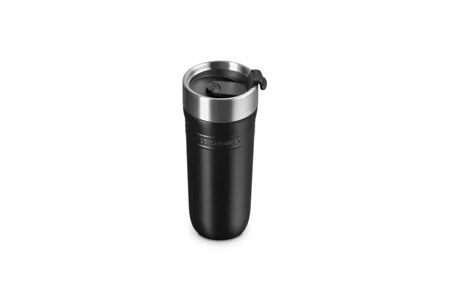 le-creuset-stainless-steel-on-the-go-travel-mug-12-oz-licorice image 1