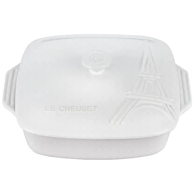le-creuset-eiffel-tower-stoneware-covered-square-casserole-2-5-qt-9-white-parisi image 1