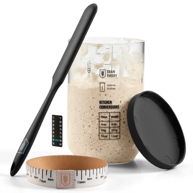 kook-sourdough-starter-kit-24-oz-glass-jar-with-thermometer-accessories image 1