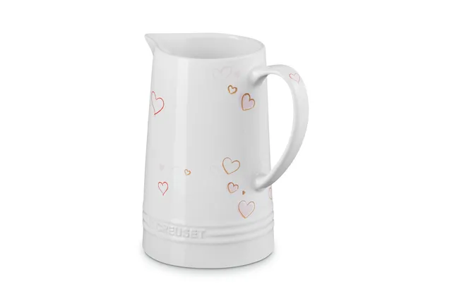 le-creuset-mon-coeur-collection-stoneware-signature-pitcher-1-6-qt-white-with-he image 1