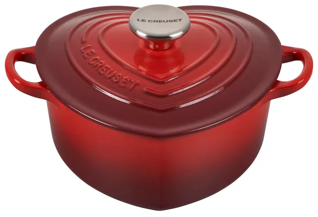 le-creuset-signature-enameled-cast-iron-figural-heart-cocotte-2-quart-cerise-wit image 1