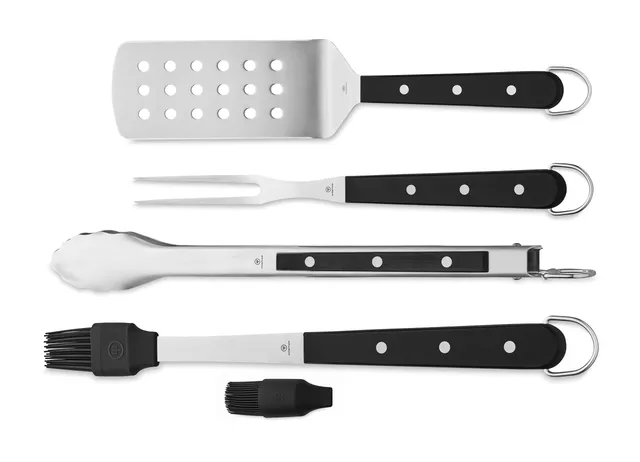 w-sthof-4-piece-bbq-chef-s-tools-set-turner-meat-fork-brush-tongs image 1