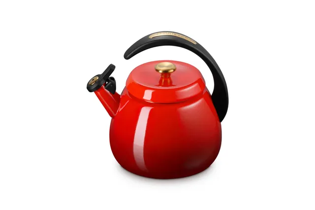 le-creuset-enamel-on-steel-signature-cloche-kettle-2-2-qt-cerise-with-gold-knob image 1