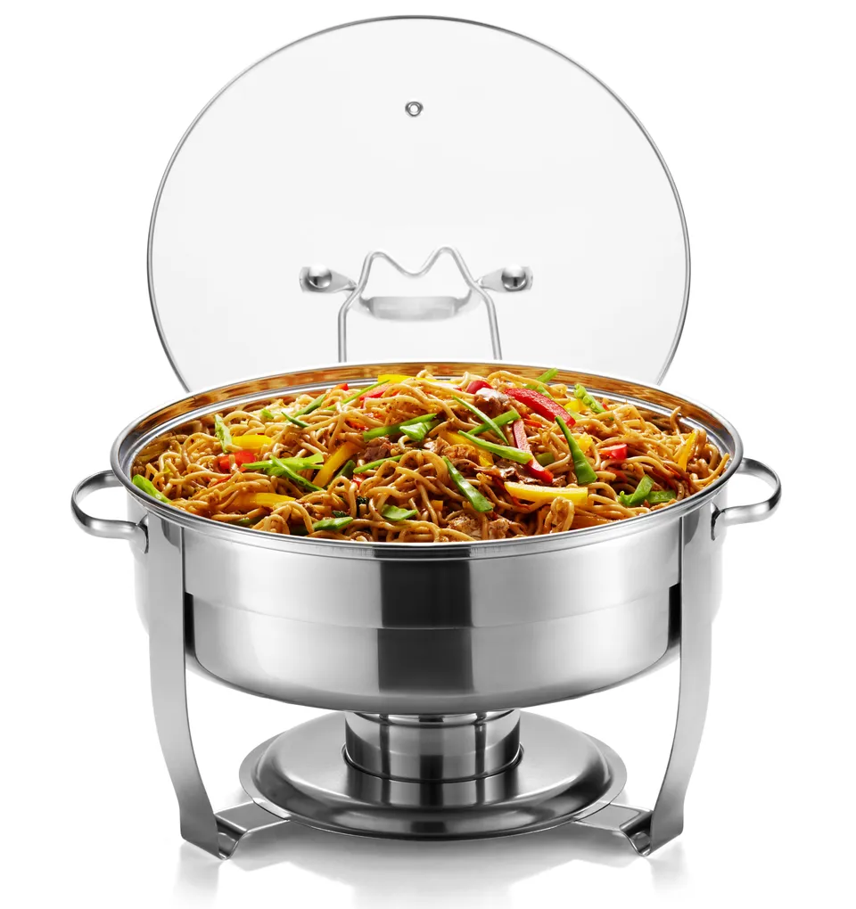 kook-stainless-steel-chafing-dish-4-5-qt-buffet-serving-warmer-with-glass-lid image 1