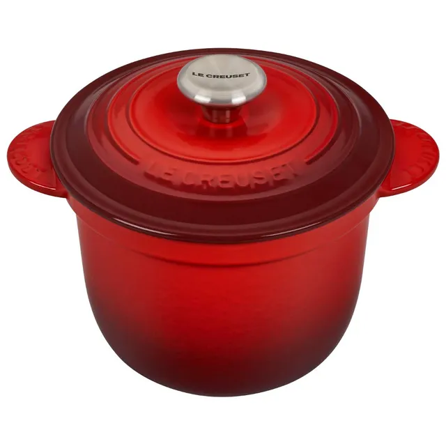 le-creuset-enameled-cast-iron-rice-pot-with-lid-stoneware-insert-2-25-qt-cerise image 1