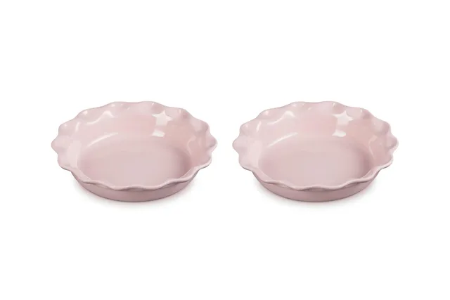 le-creuset-stoneware-heritage-fluted-pie-dish-9-inch-set-of-2-chiffon-pink image 1