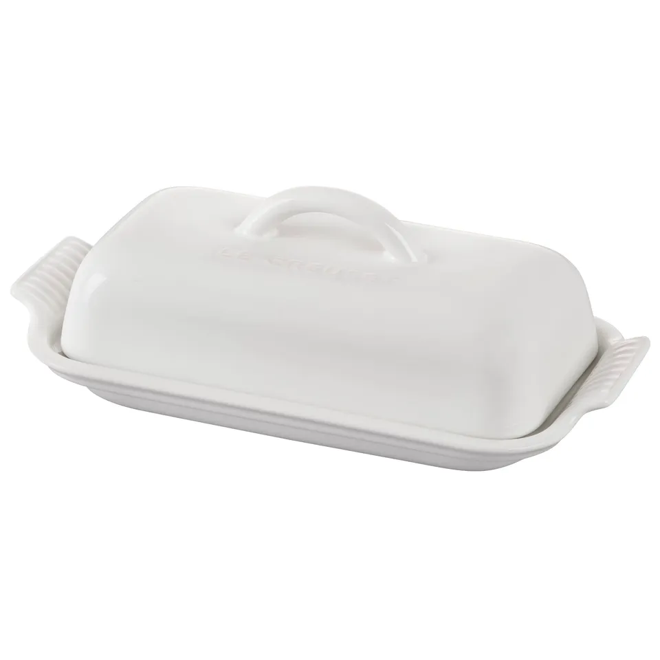 le-creuset-stoneware-heritage-butter-dish-white image 1