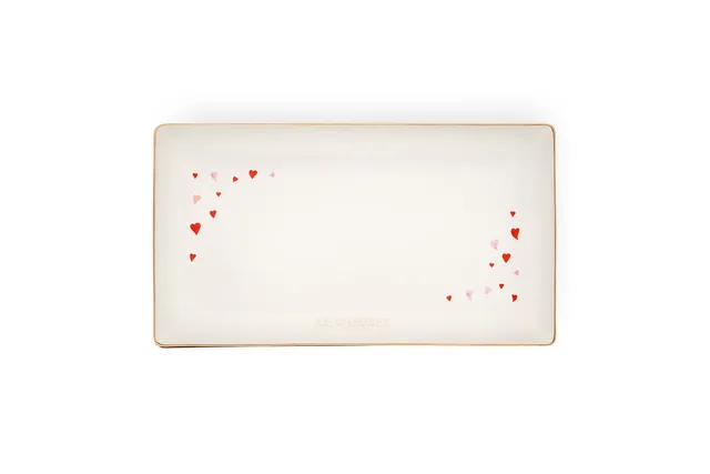 le-creuset-l-amour-stoneware-rectangular-hostess-tray-11-25-x-6-25-white-with-he image 1