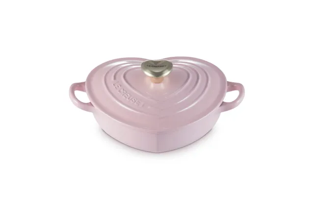 le-creuset-enameled-cast-iron-shallow-heart-cocotte-1-25-qt-chiffon-pink-with-li image 1