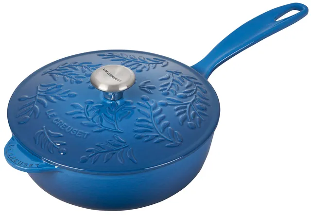 le-creuset-olive-branch-collection-enameled-cast-iron-saucier-2-25-qt-marseille- image 1
