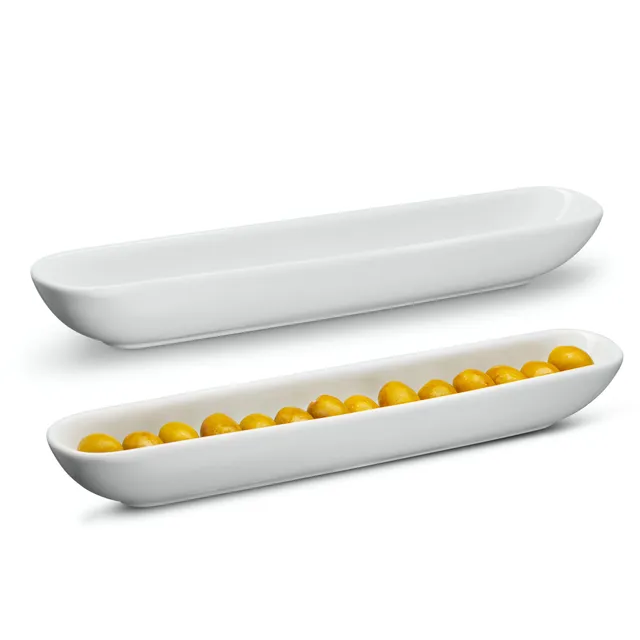 kook-porcelain-olive-tray-set-of-2-glossy-white-serving-dishes image 1