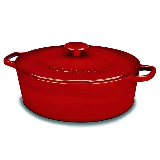 cuisinart-chef-s-classic-enameled-cast-iron-oval-covered-casserole-cardinal-red- image 1