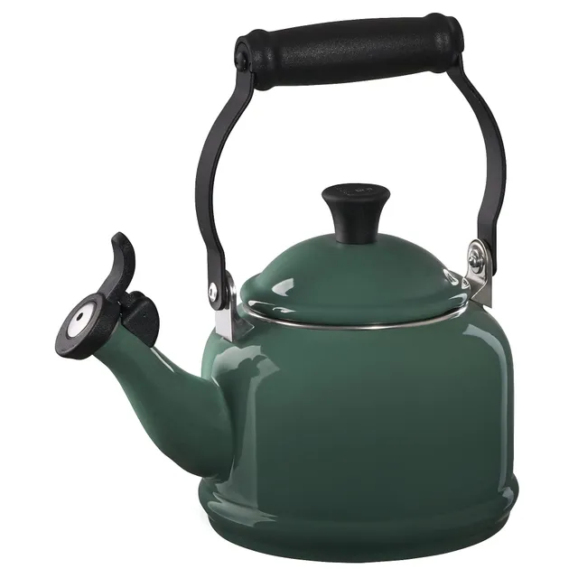 le-creuset-enamel-on-steel-demi-tea-kettle-1-25-qt-artichaut-fast-heating-whistl image 1