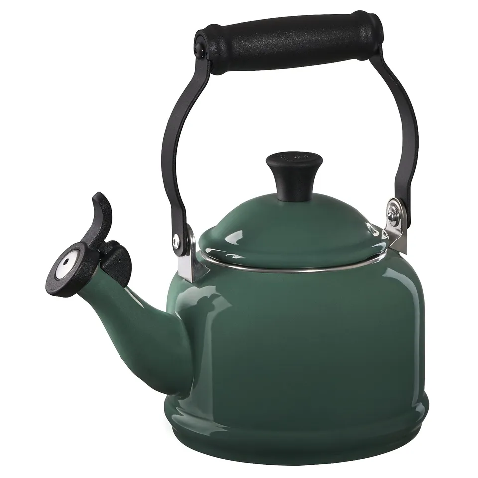 le-creuset-enamel-on-steel-demi-tea-kettle-1-25-qt-artichaut-fast-heating-whistl image 1