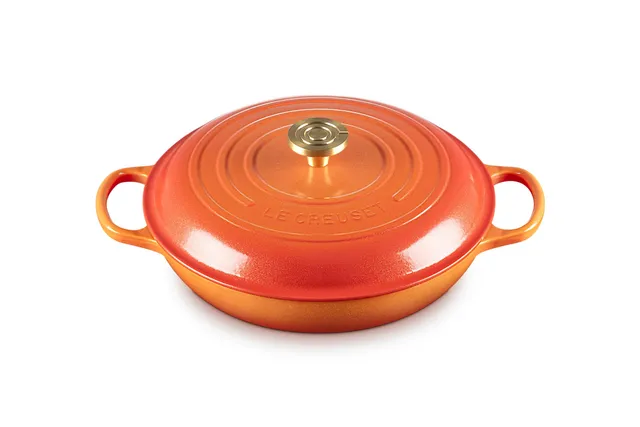 le-creuset-enameled-cast-iron-signature-braiser-3-5-qt-flamme-doree image 1