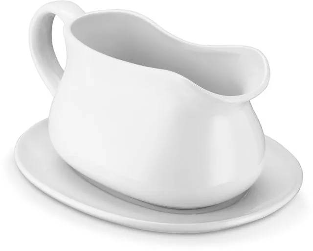 kook-euro-ceramic-gravy-boat-with-large-handle-for-sauces-dressings-snow-white-g image 1