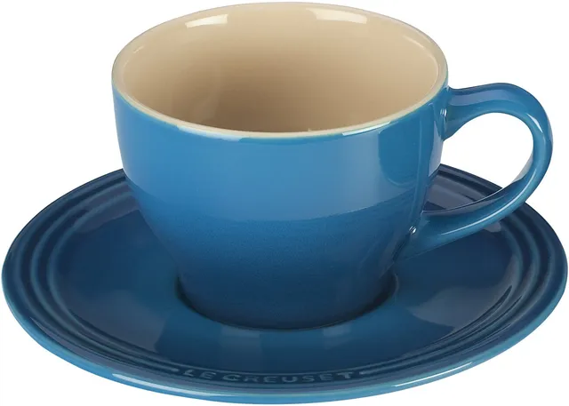 le-creuset-stoneware-set-of-2-cappuccino-cups-and-saucers-7-oz-each-marseille image 1