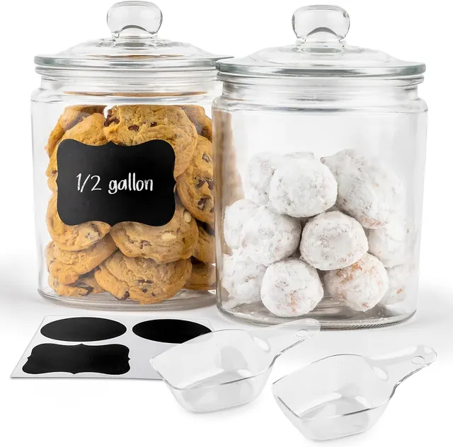 kook-set-of-2-glass-storage-containers-with-airtight-lids-pantry-bathroom-jars-w image 1