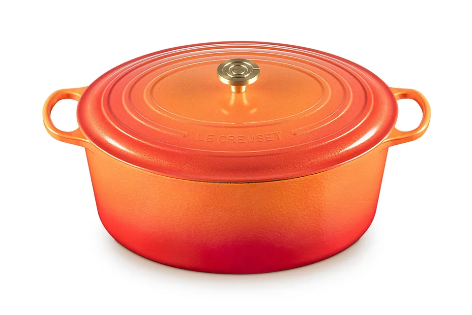 le-creuset-signature-oval-dutch-oven-15-5-qt-flamme-doree-with-crucible-knob image 1