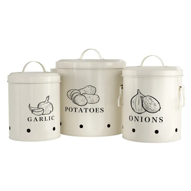 kook-farmhouse-collection-potato-onion-garlic-kitchen-storage-canisters-metal-se image 1