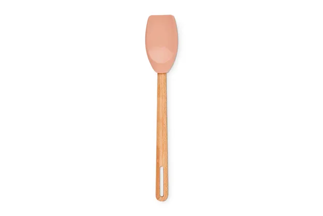 le-creuset-silicone-signature-spatula-spoon-peche-heat-resistant-beechwood-handl image 1