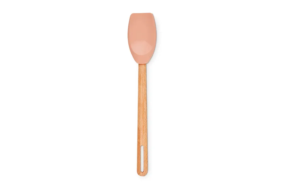 le-creuset-silicone-signature-spatula-spoon-peche-heat-resistant-beechwood-handl image 1