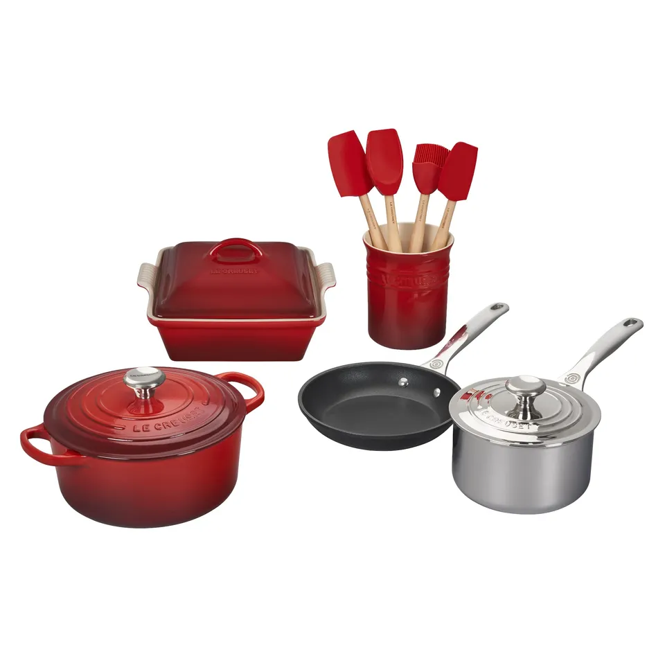 le-creuset-mixed-material-cookware-set-12-piece-in-cerise-red-includes-dutch-ove image 1