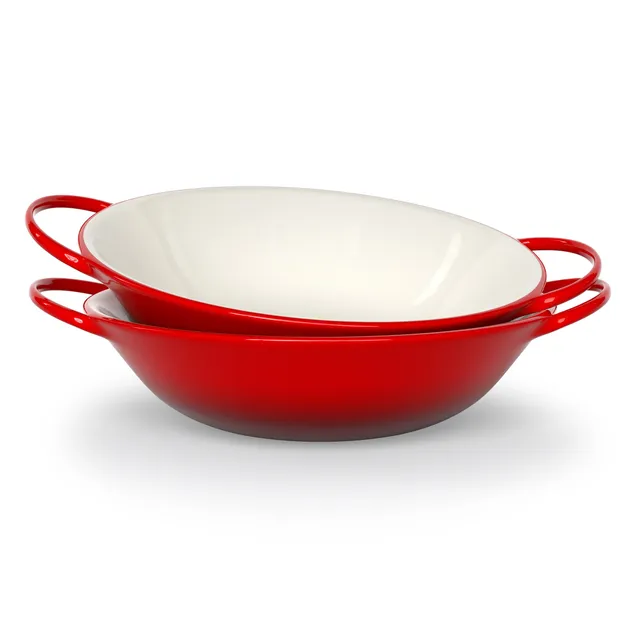 kook-mini-wok-dish-set-cherry-red-40-oz-set-of-2-oven-safe image 1