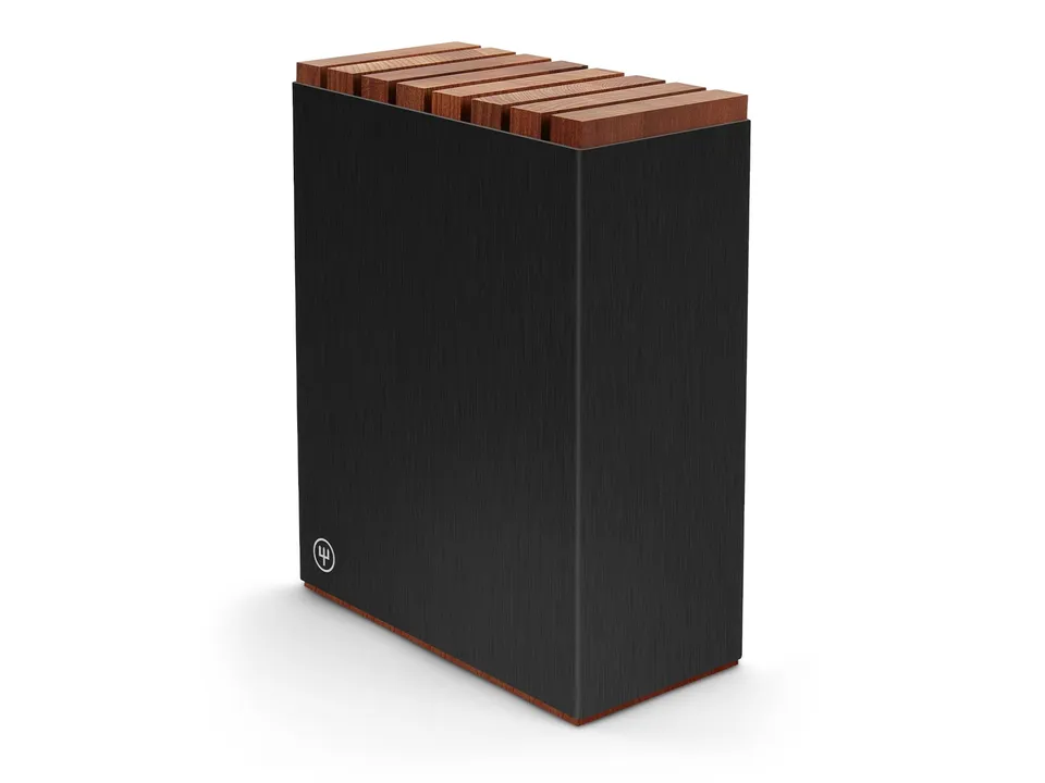 w-sthof-7-slot-black-aluminum-knife-block-with-wood-insert image 1