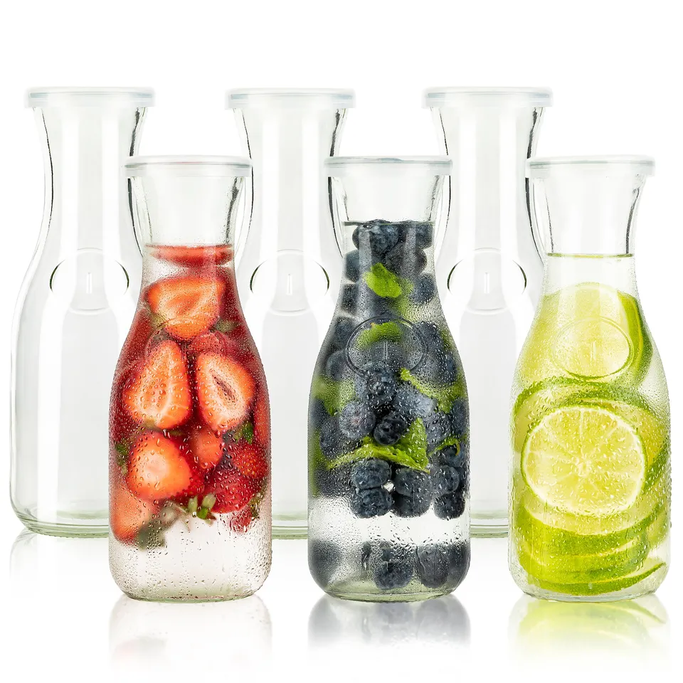 kook-mini-glass-carafes-with-lids-set-of-6-17-3-oz-hourglass-design image 1