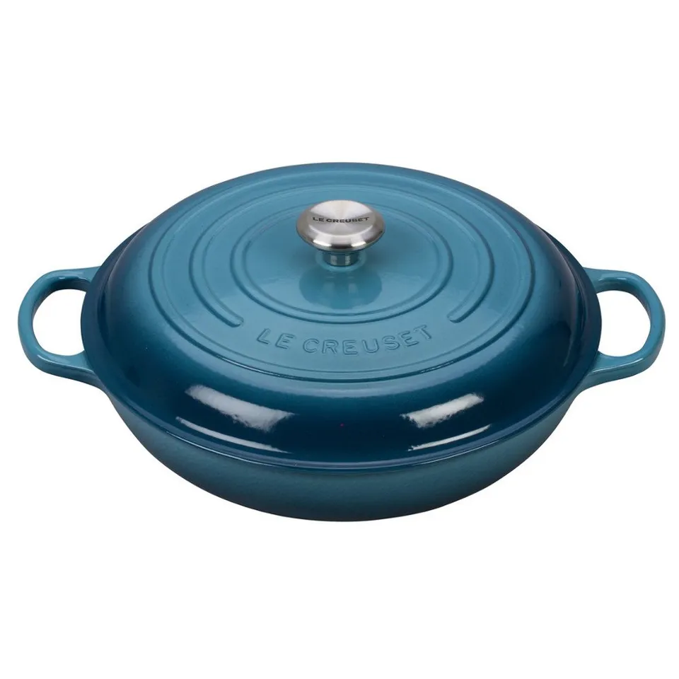 le-creuset-signature-enameled-cast-iron-round-braiser-5-qt-marine image 1