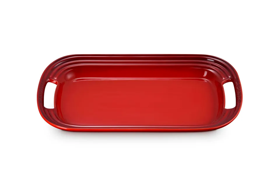 le-creuset-stoneware-serving-platter-14-in-cerise image 1