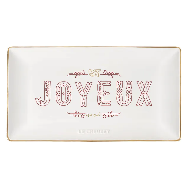 le-creuset-no-l-collection-stoneware-rectangular-hostess-tray-white-with-gold-ri image 1